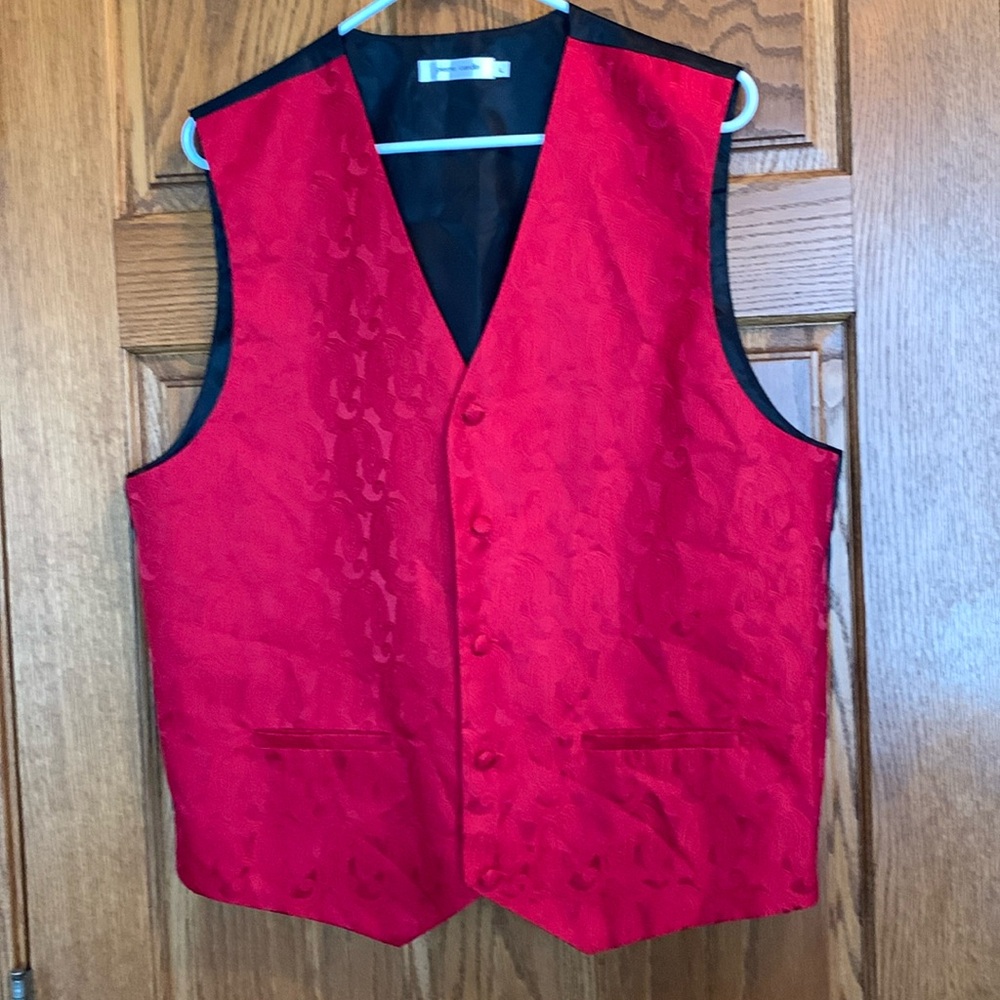 Pierre Cardin Red Brocade Vest with Black Lining